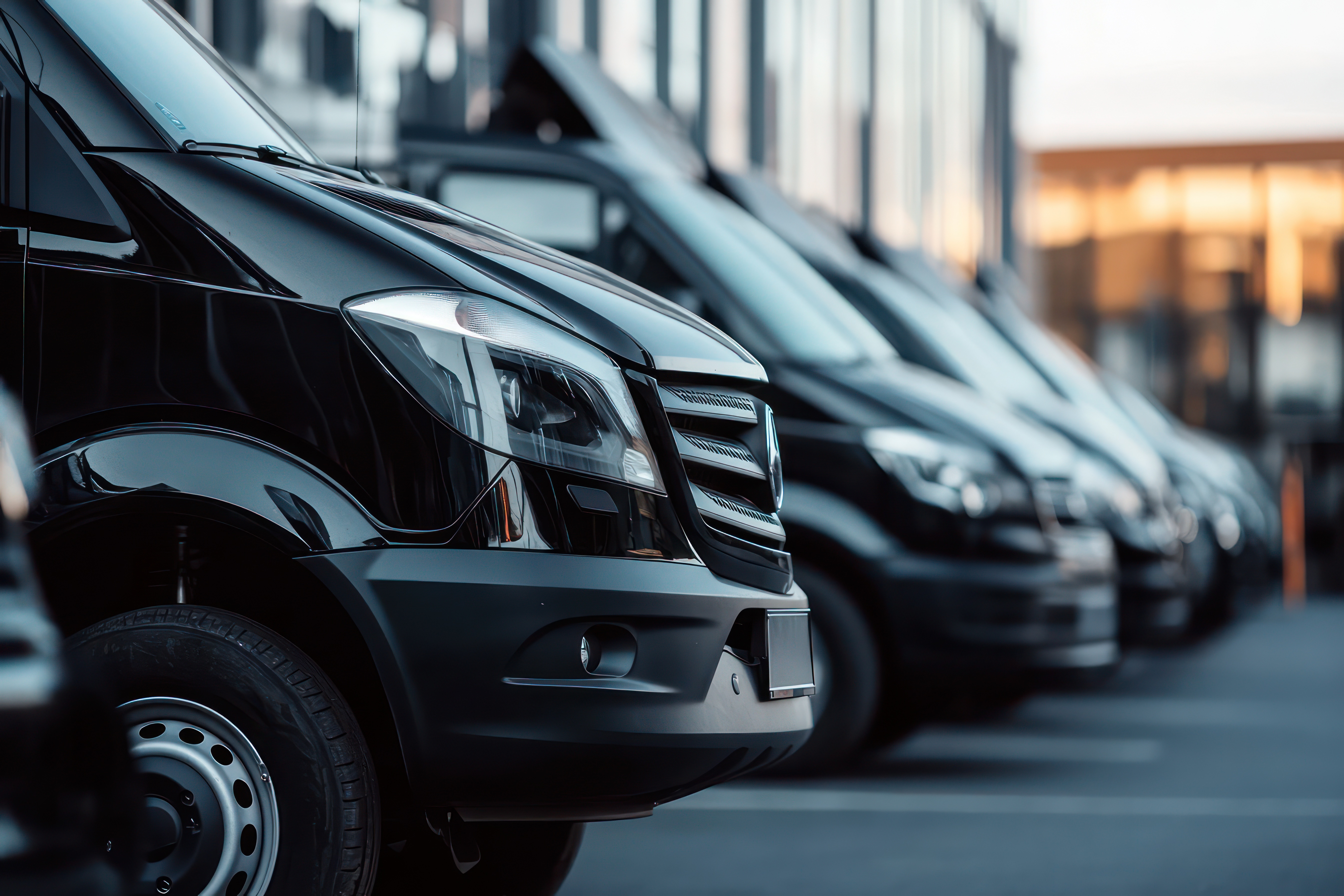 A fleet of commercial vans